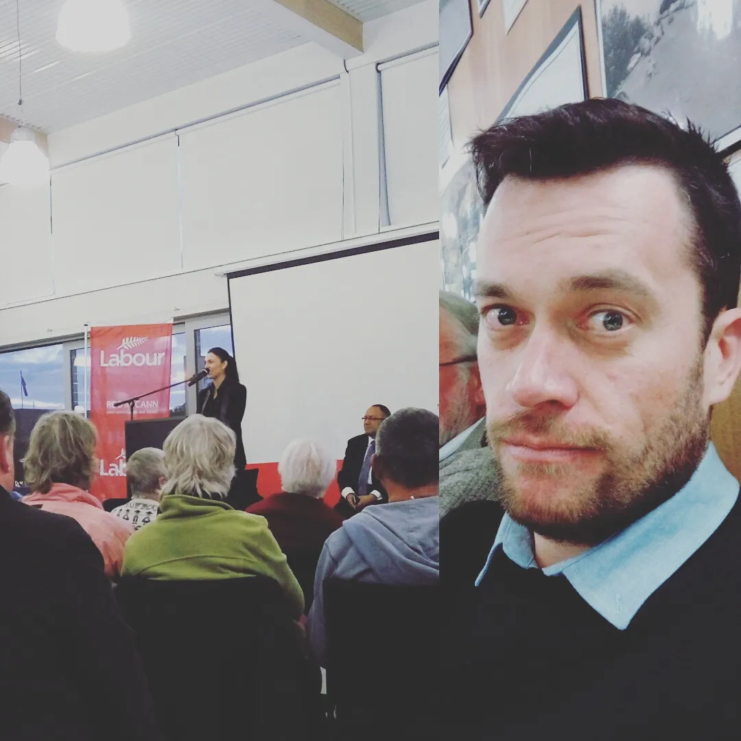 My enthusiastic face at a political rally.